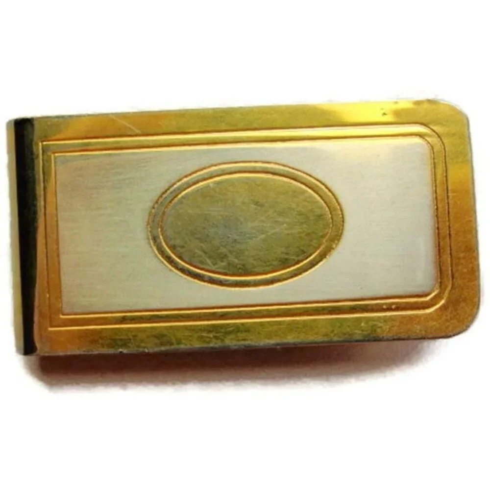 Money Clip Well Worn Faded Golden Cash Holder Wallet Credit Card ID Used Vintage